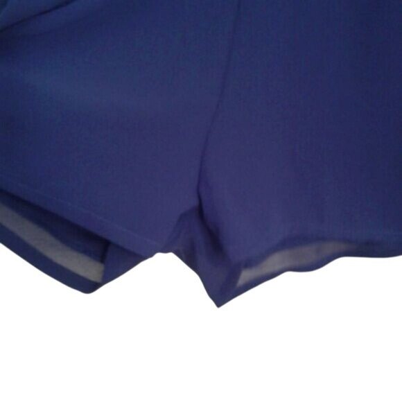 Missguided Size 12 Romper Womens Long Sleeve Royal Blue V Neckline Drape - Picture 5 of 8